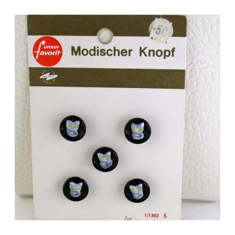 Glasknöpfe 11 mm für Kinder Katze handgemalt