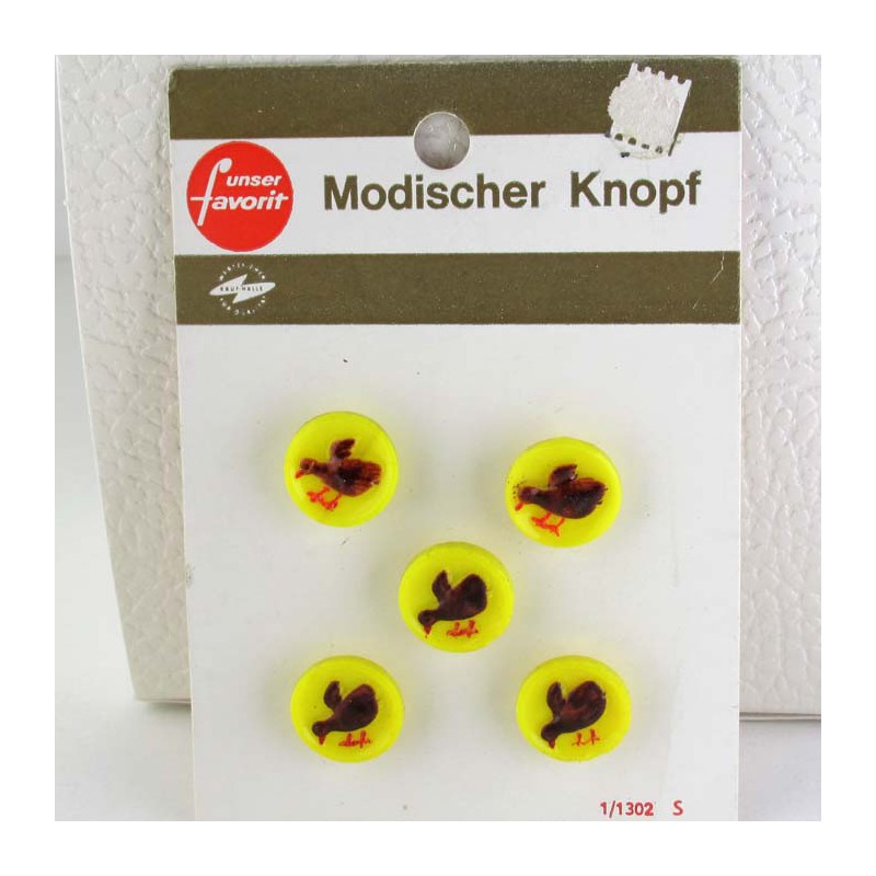 Glasknöpfe 13 mm für Kinder mit Huhn handgemalt
