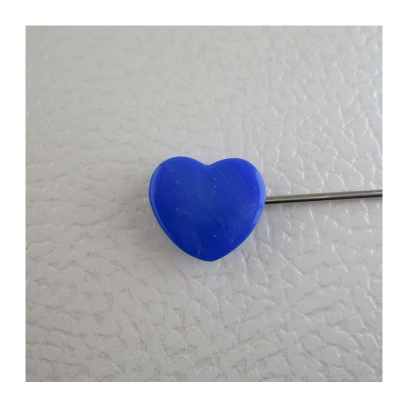 Glasknöpfe Herz 17 mm blau