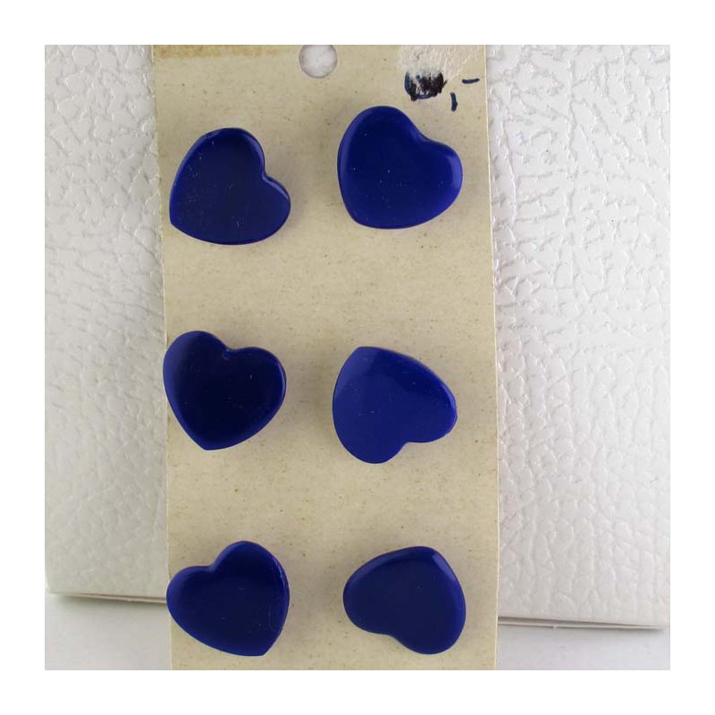 Glasknöpfe Herz 17 mm blau