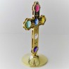 Kreuz mit Farbigen Swarovski Elements vergoldet