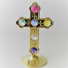 Kreuz mit Farbigen Swarovski Elements vergoldet