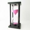 Sanduhr 45 Min. 20 cm Holzgestell  schwarz viereckig mit 4 Sauelen