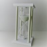 Sanduhr 45 Min. 20 cm Weiss, Holzgestell  weiss viereckig mit 4 Sauelen