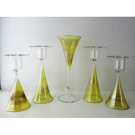 Glas 5 Wechselgläser Kerzenhalter Blumenvasen klar -gelb
