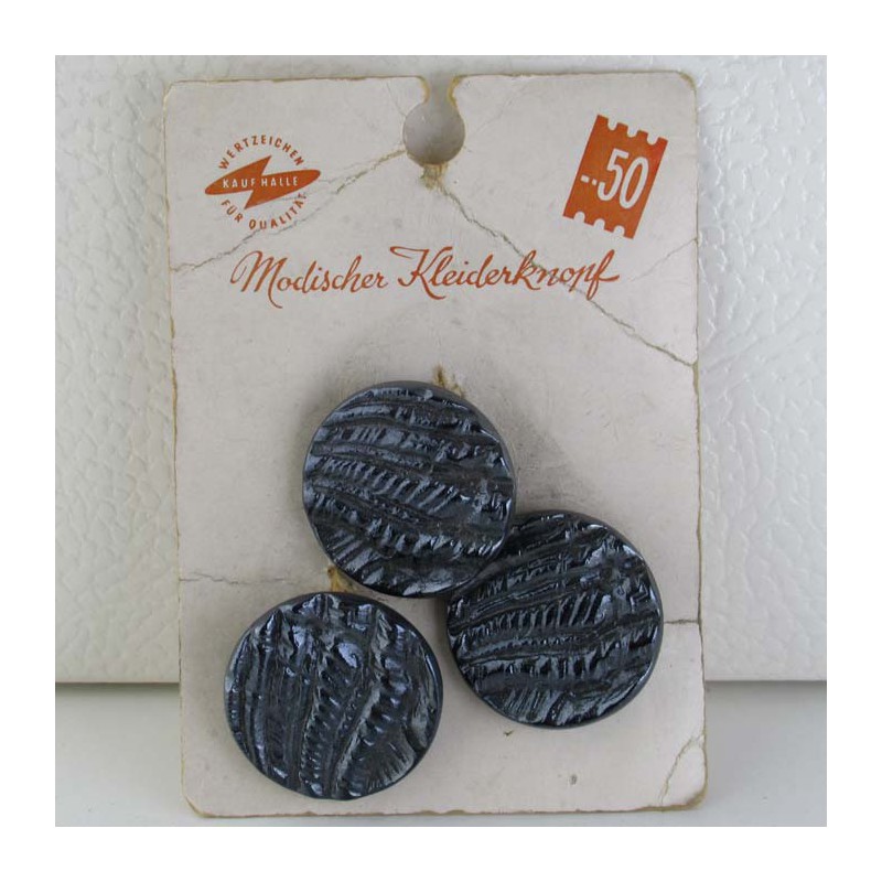 Glasknöpfe 27 mm aufgenäht auf Karton Dekorknöpfe