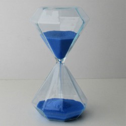 Glassanduhr 5 Min. 10 cm  Blau, Achteckig