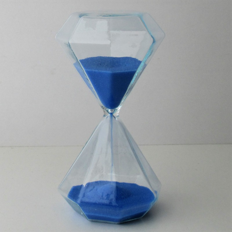 Glassanduhr 5 Min. 10 cm  Blau, Achteckig Glassanduhr 5 Min. 10 cm  Blau, Achteckig