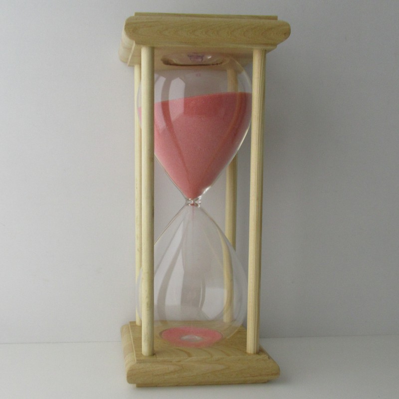 Sanduhr 60 Min. 27cm Glas im Esche Gestell 27cm
