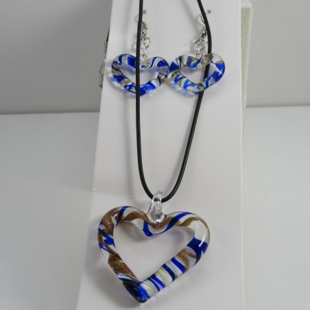 Muranoglas Set Kette und Ohrgehänge