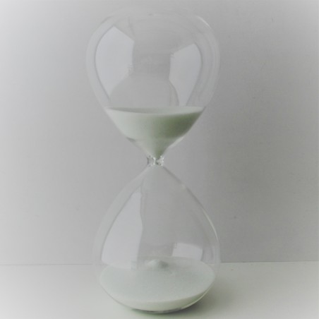 Glas-Sanduhr 60 Min. 24cm Weiss, Glas Sand