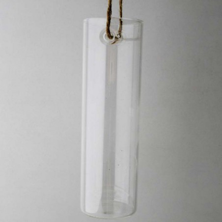 Glas-Rohr Vase Mit 2 Löcher  klar Dekor, zum hängen und stellen