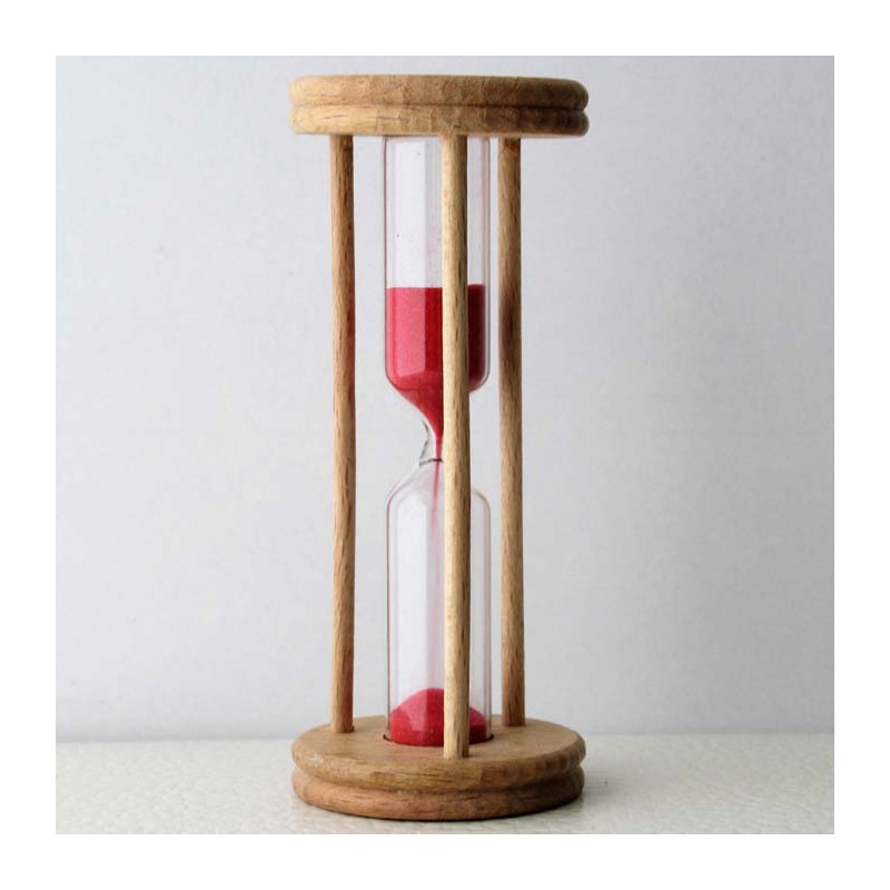 Sanduhr 10 Min. 9cm zylindrisch Glas in Holzgestell Buche Natur,