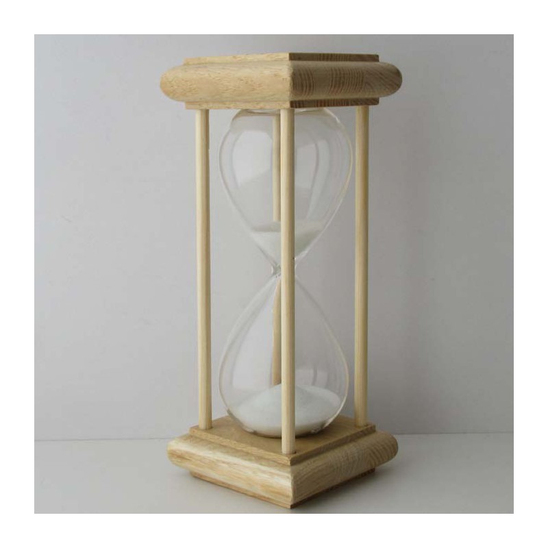 Sanduhr 5 Min. 16cm Glas im Esche-Kiefer Gestell 16 cm