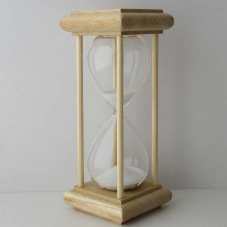 Sanduhr 5 Min. 16cm Glas im Esche-Kiefer Gestell 16 cm