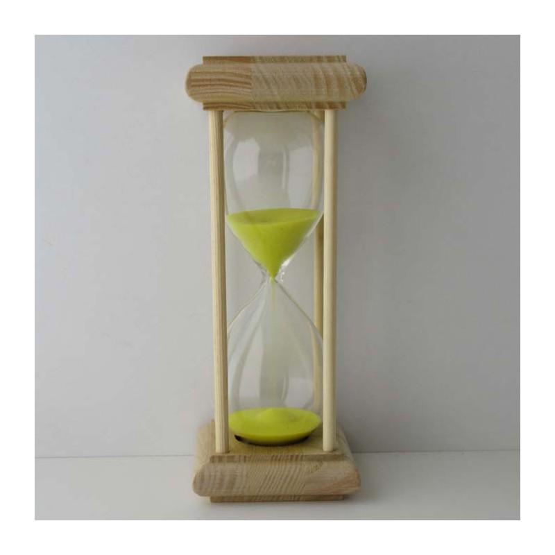 Sanduhr 5 Min. 16cm Glas im Esche-Kiefer Gestell 16 cm