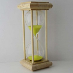 Sanduhr 5 Min. 16cm Glas im Esche-Kiefer Gestell 16 cm