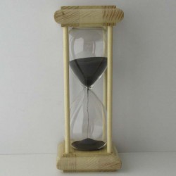 Sanduhr 5 Min. 16cm Glas im Esche-Kiefer Gestell 16 cm