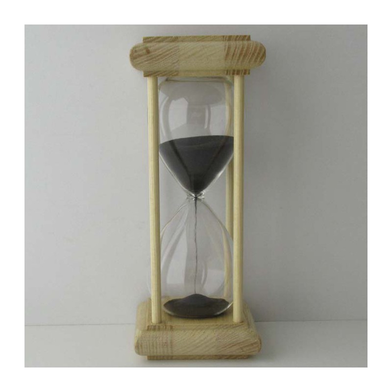 Sanduhr 5 Min. 16cm Glas im Esche-Kiefer Gestell 16 cm