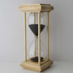 Sanduhr 5 Min. 16cm Glas im Esche-Kiefer Gestell 16 cm