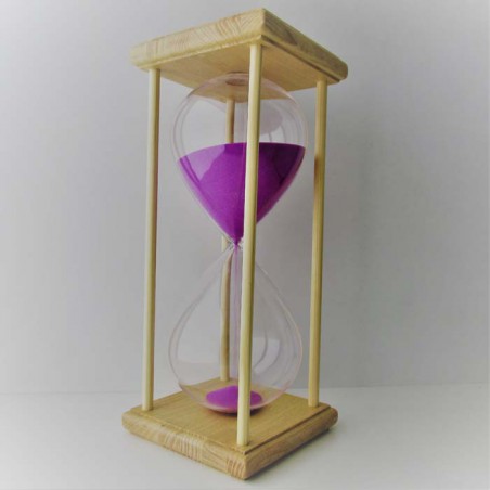 Sanduhr 5 - 45 Min. 29cm Glas im Eschen Gestell, Sand farbig