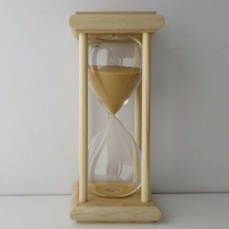 Sanduhr 15 Min. 20cm Glas im Esche-Kiefer Gestell