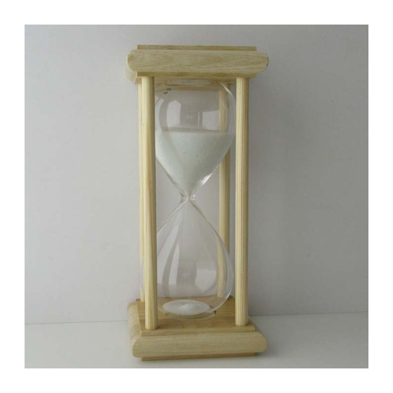 Sanduhr 15 Min. 20cm Glas im Esche-Kiefer Gestell