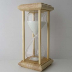Sanduhr 15 Min. 20cm Glas im Esche-Kiefer Gestell