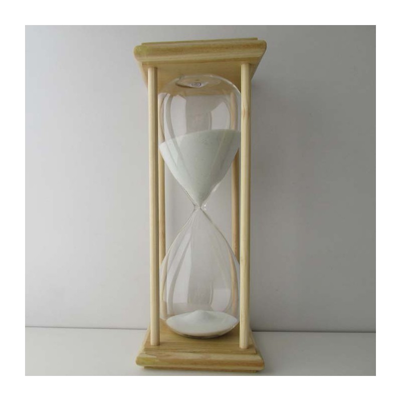 Sanduhr 60 Min. 28cm Glas im Esche-Kiefer Gestell 28 cm hoch