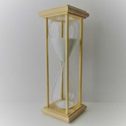 Sanduhr 50 Min 29 cm Weiss, Glas im Esche Gestell