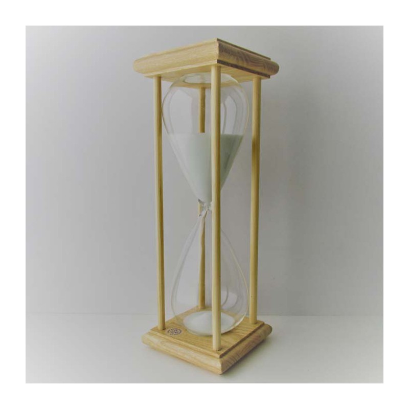 Sanduhr 50 Min 29 cm Weiss, Glas im Esche Gestell Sanduhr 50 Min 29 cm Weiss, Glas im Esche Gestell