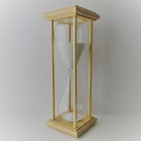 Sanduhr 50 Min 29 cm Weiss, Glas im Esche Gestell
