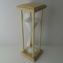 Sanduhr 50 Min 29 cm Weiss, Glas im Esche Gestell