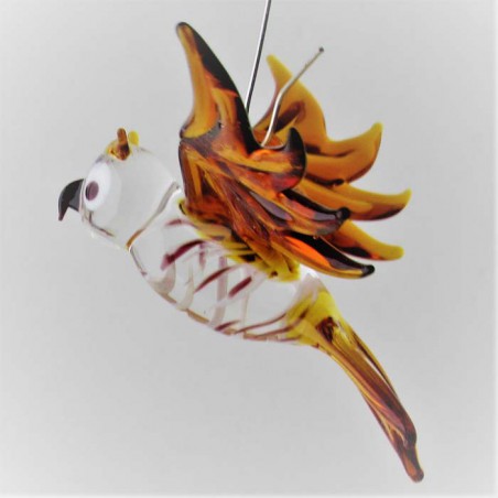 Glasvogel, Eule 65mm Bernstein klar klein zum hängen