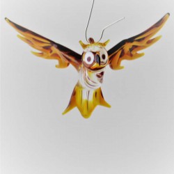 Glasvogel, Eule 65mm Bernstein klar klein zum hängen