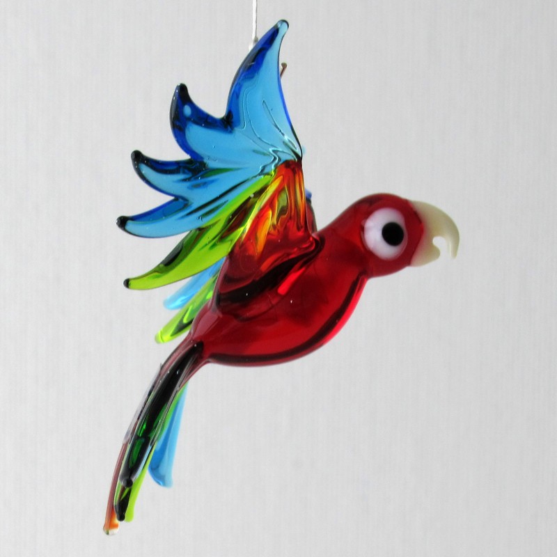 Glasvogel, Papagei 72 mm klein  zum hängen