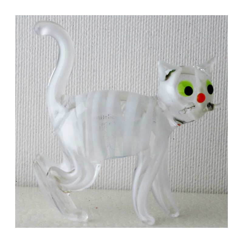 Glas Katze Effektglas 60mm weiss, stehend