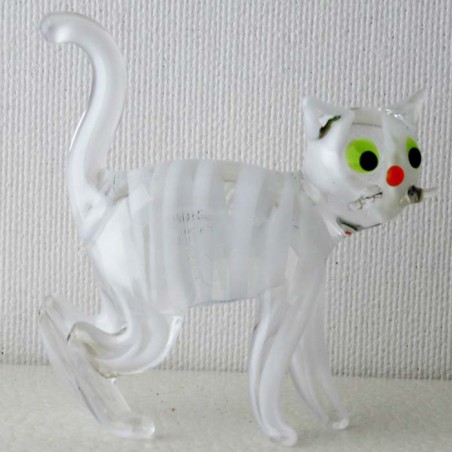Glas Katze Effektglas 60mm weiss, stehend
