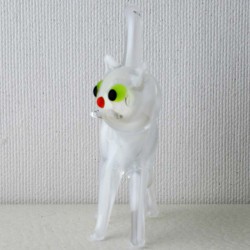 Glas Katze Effektglas 60mm weiss, stehend