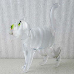 Glas Katze Effektglas 60mm weiss, stehend