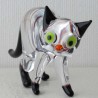 Glas Katze 70mm klar-schwarz stehend