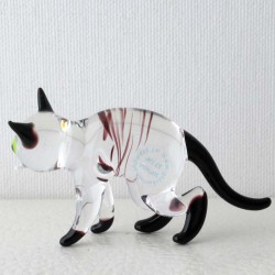 Glas Katze 70mm klar-schwarz stehend