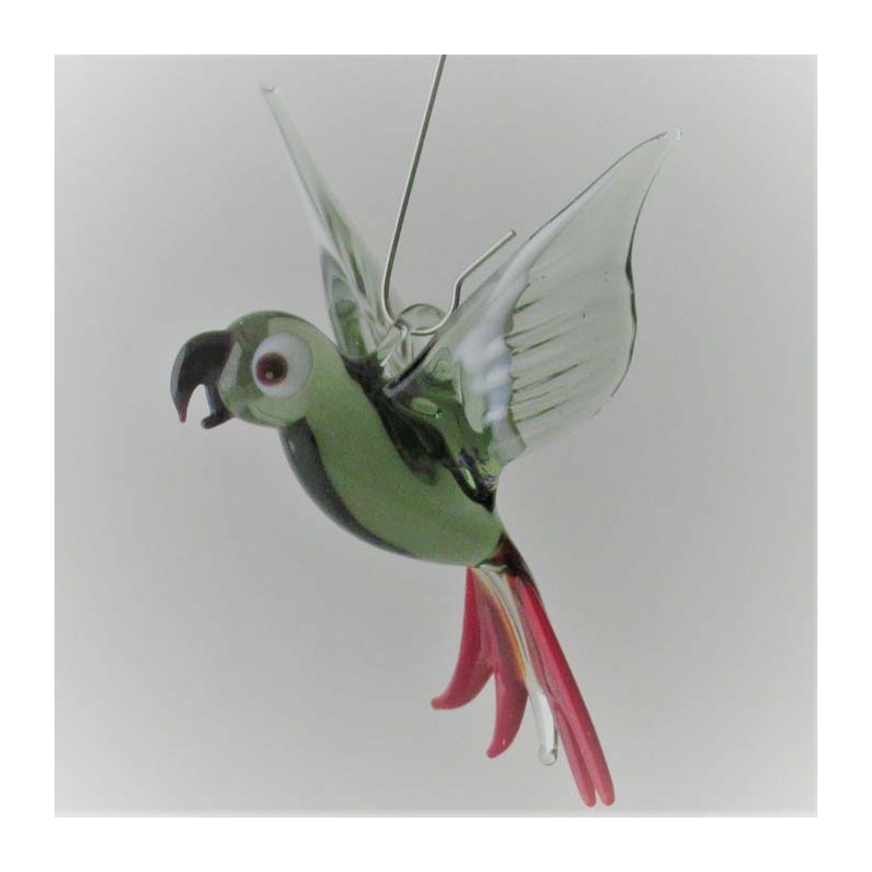 Glasvogel, Papagei 70 mm mini zum hängen,