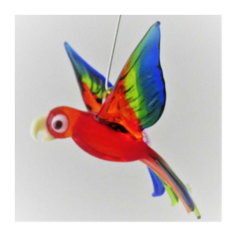 Glasvogel, Papagei 70 mm mini zum hängen,