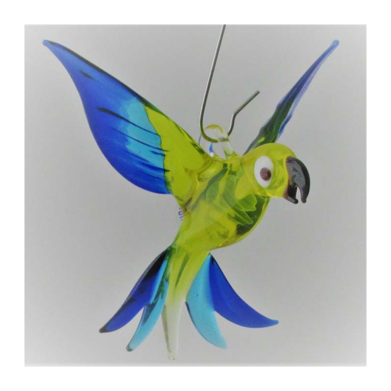 Glasvogel, Papagei 70 mm  mini zum hängen,