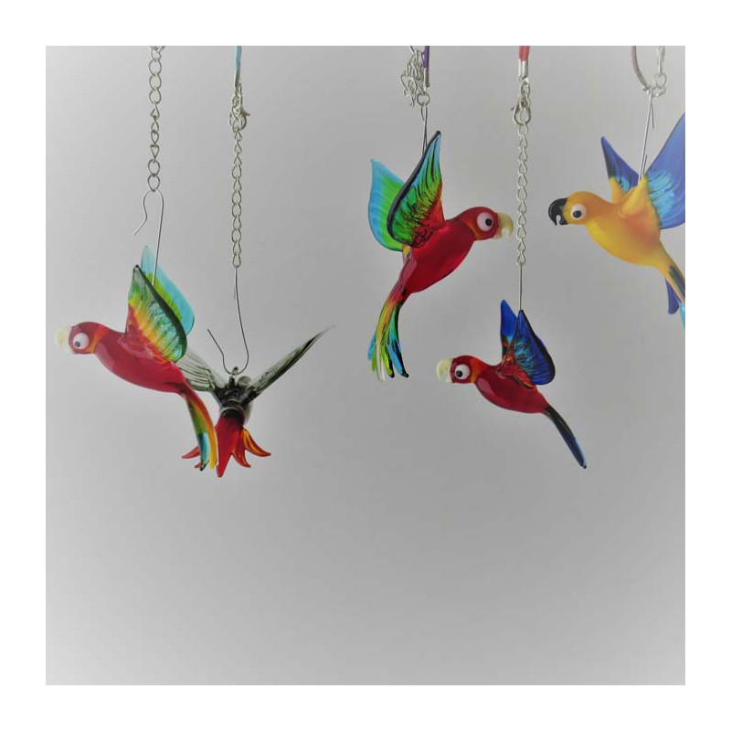 Glasvogel, Papagei 70 mm mini zum hängen,