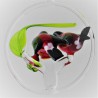 Glas Vogelfamilie 90mm im Ring rot zum hängen