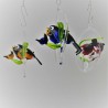 Glas Vogelfamilie 90mm im Ring rot zum hängen