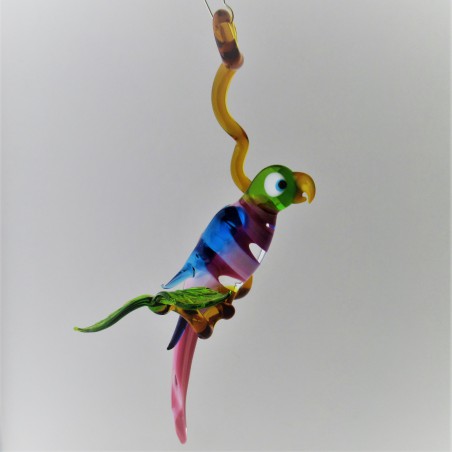 Glasvogel, Papagei 150mm Glas auf Ast Effekt-glas ,zum hängen