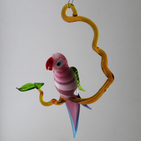 Glasvogel, Papagei 150mm Glas auf Ast Effekt-glas, zum hängen